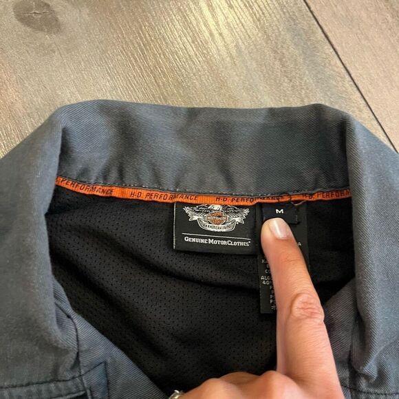 Harley Davidson Grey Buttonup Shirt Men Medium Bin G-42 - Picture 3 of 7